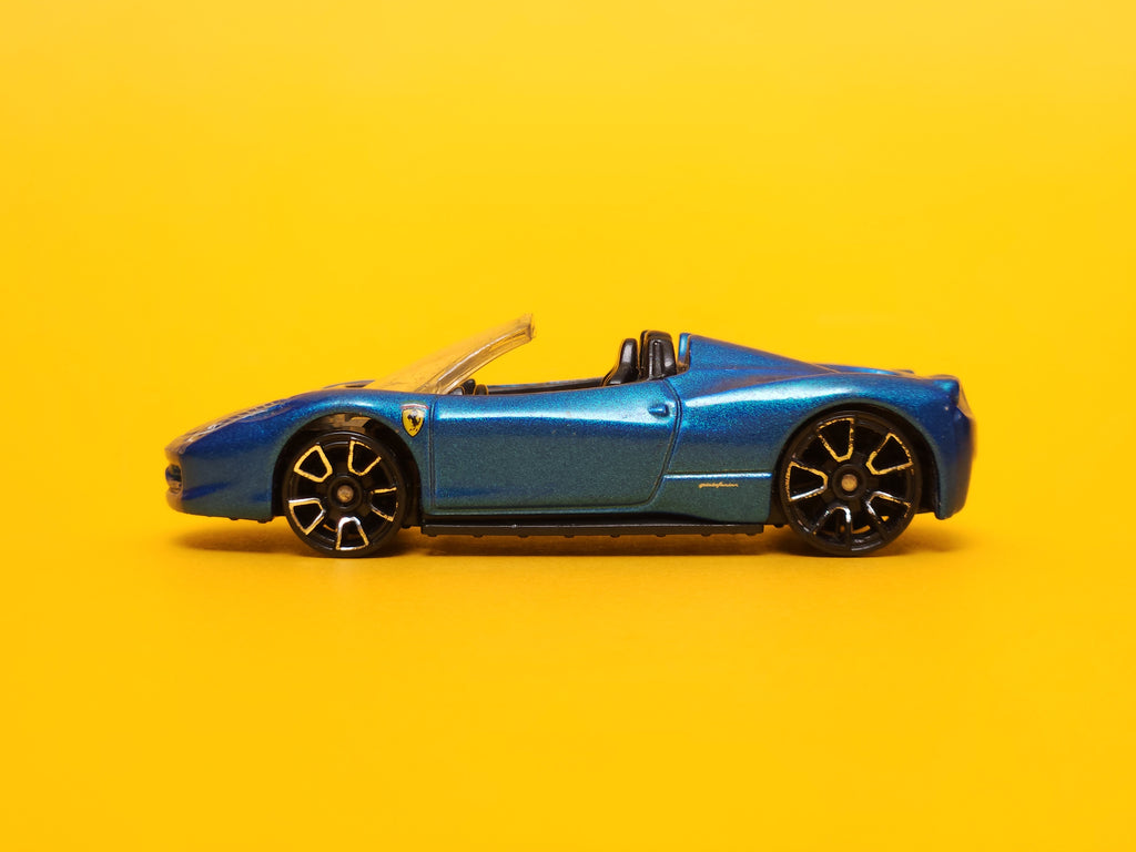 Ferrari 458 Spider: Metalflake Blue – 2013 Mattel Hot Wheels Basic