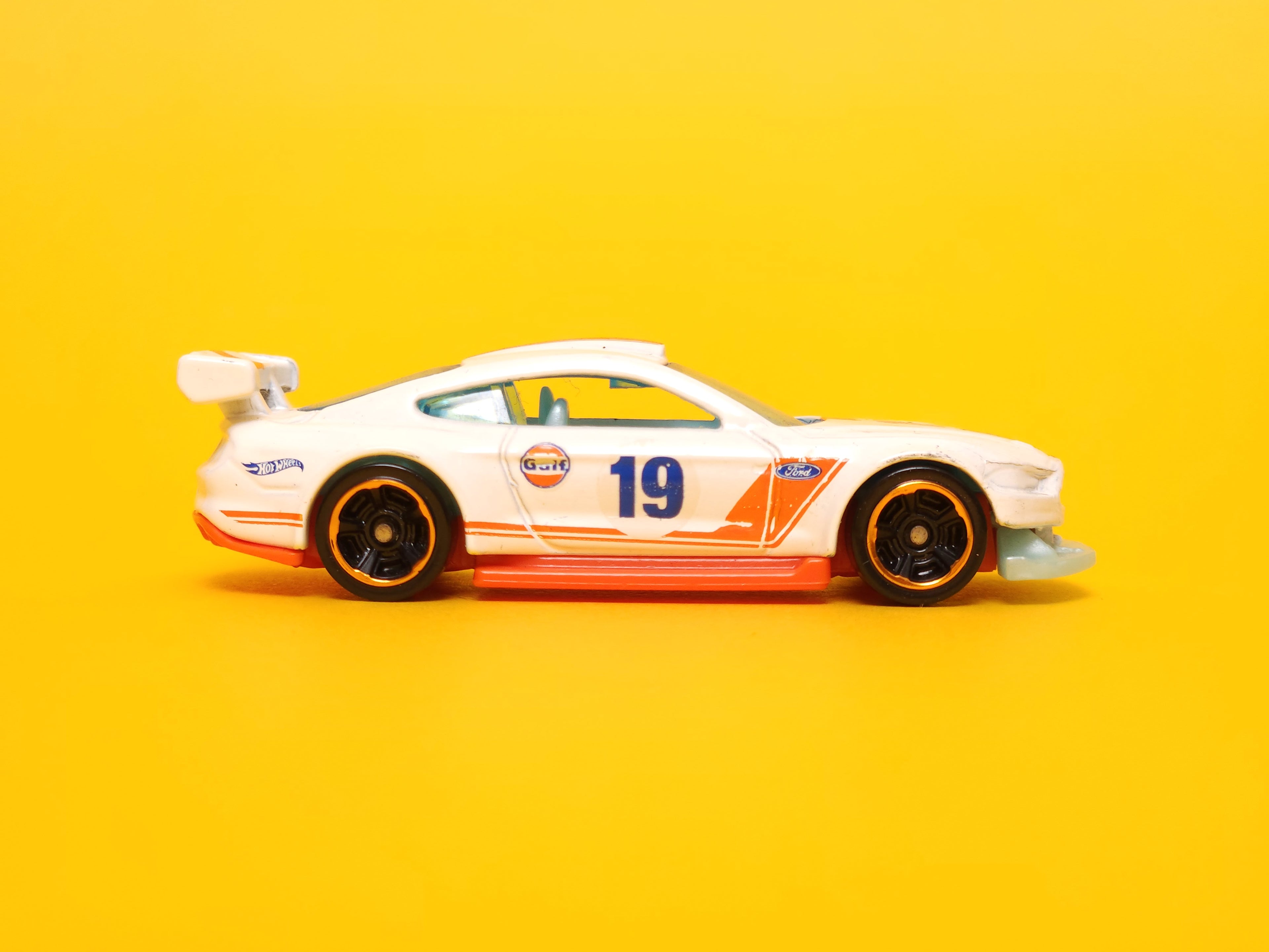 Custom '18 Ford Mustang GT: Gulf White – 2019 Mattel Hot Wheels Basic