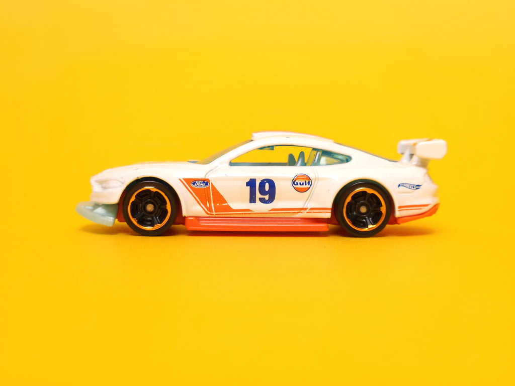 Custom '18 Ford Mustang GT: Gulf White – 2019 Mattel Hot Wheels Basic