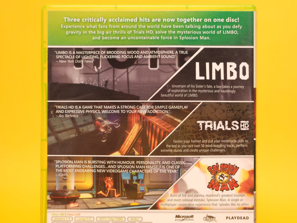 Triple Pack: Trials HD, Limbo, Splosion Man – 2011 Xbox 360