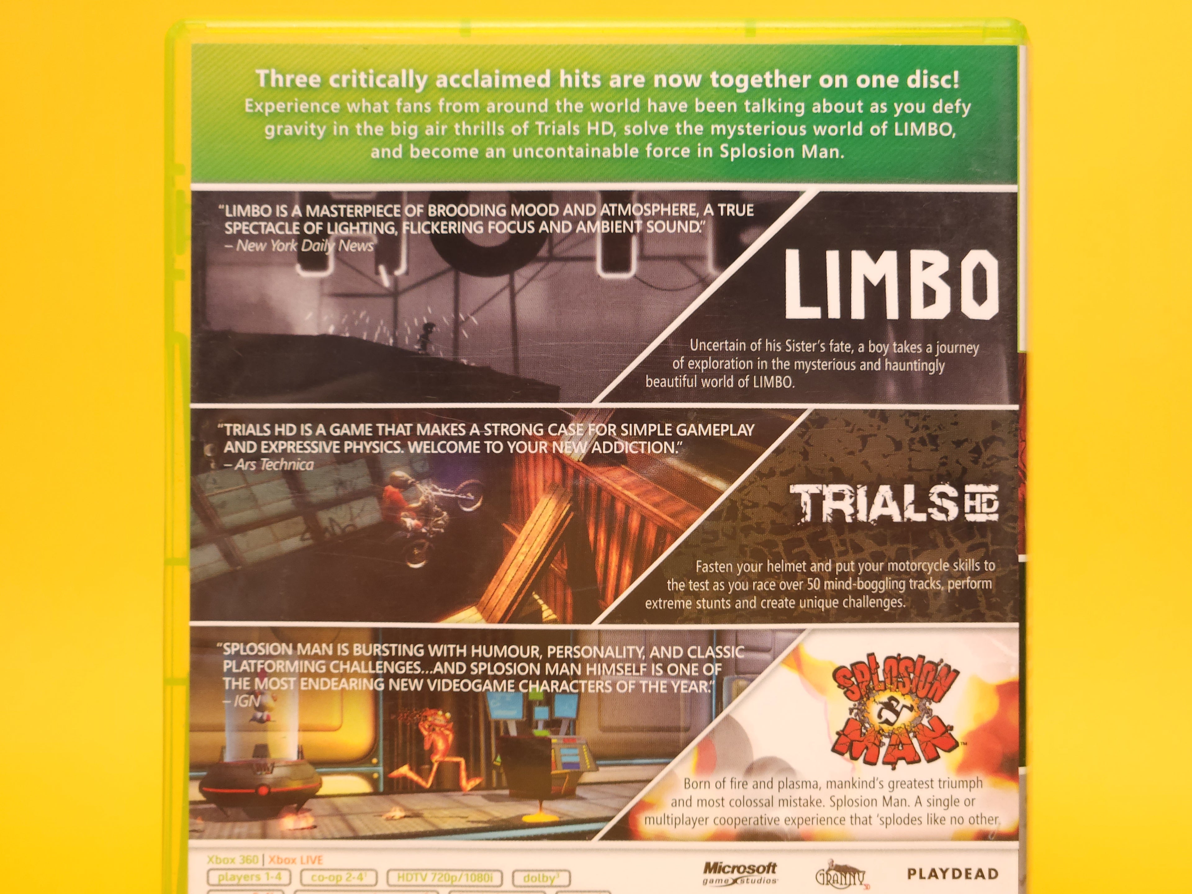 Triple Pack: Trials HD, Limbo, Splosion Man – 2011 Xbox 360