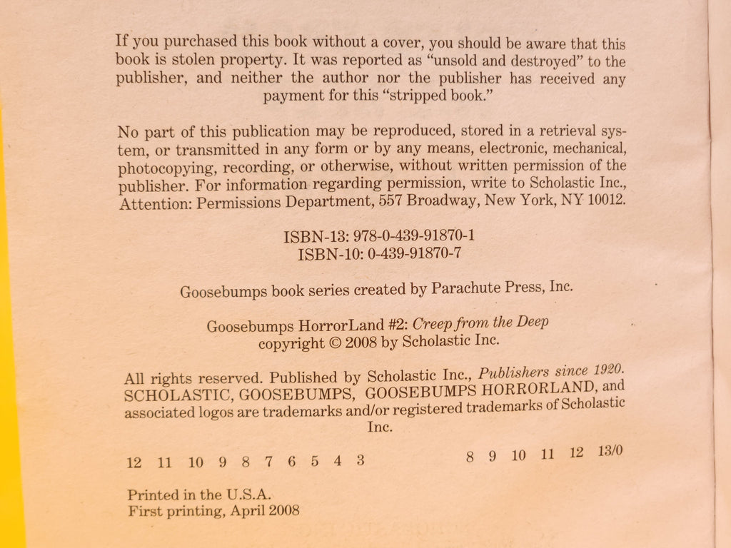 Creep from the Deep #2 – 2008 Goosebumps Horrorland R.L. Stine