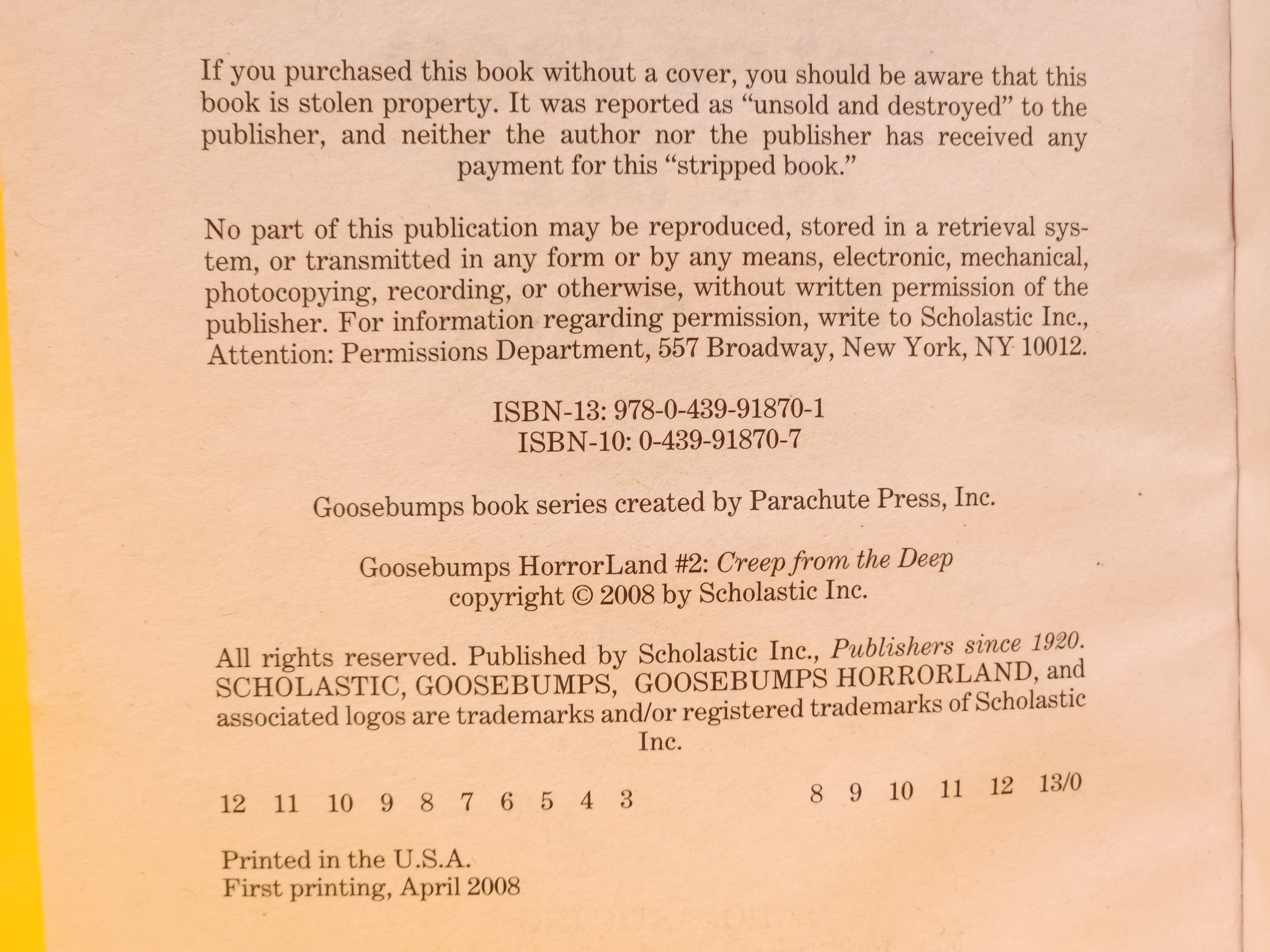 Creep from the Deep #2 – 2008 Goosebumps Horrorland R.L. Stine
