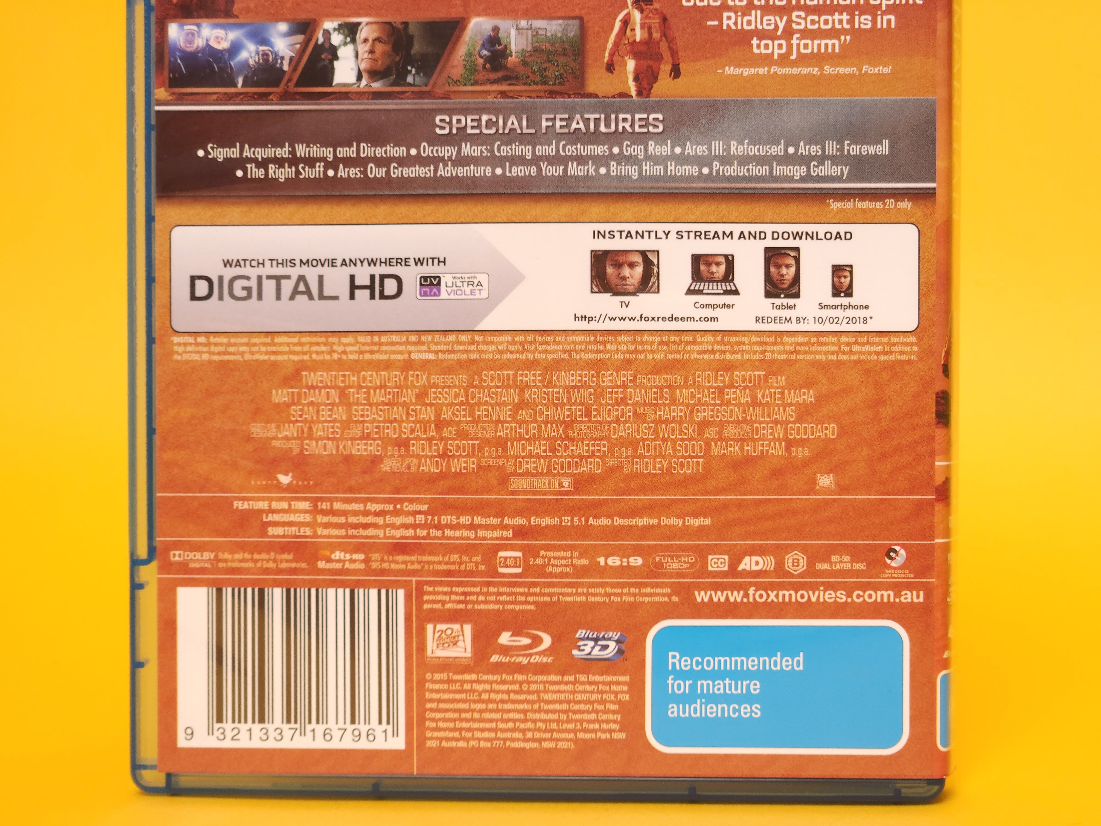 The Martian – 2016 Blu-ray 3D