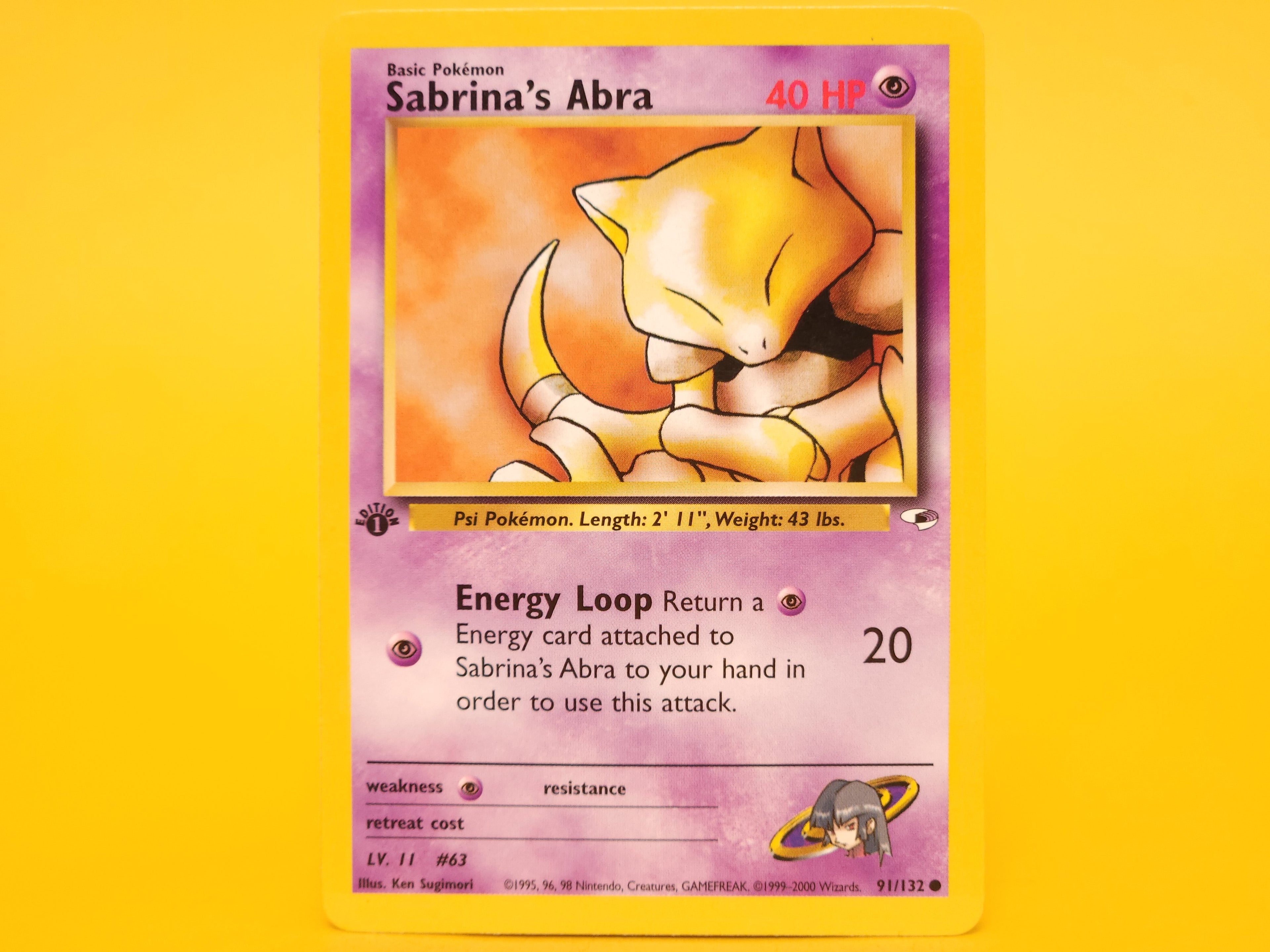 Sabrina's Abra: 91/132 – 2000 Pokémon Common 1st Edition