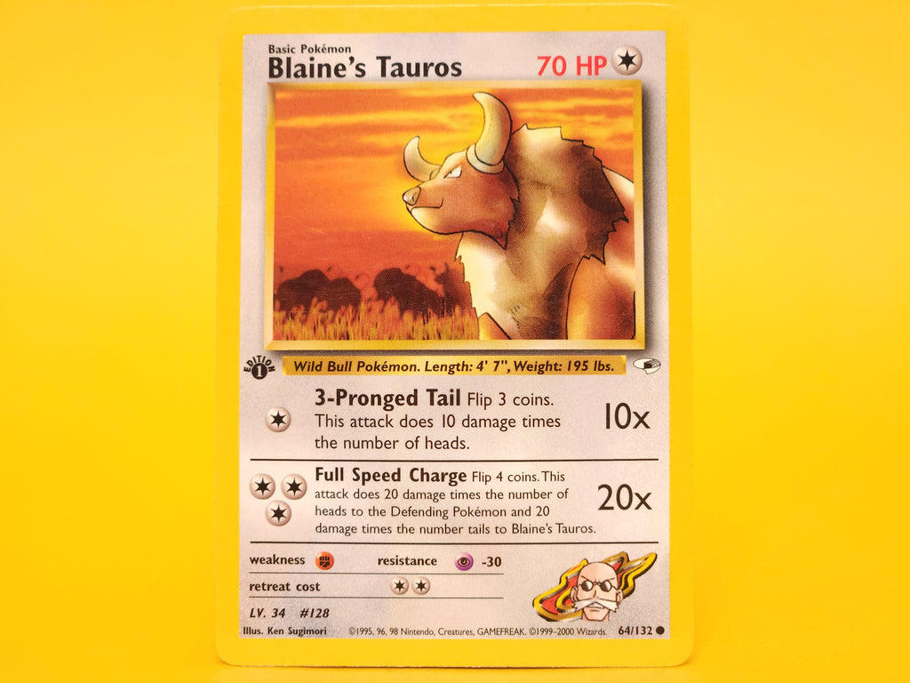 Blaines Tauros: 64/132 – 2000 Pokémon Common 1st Edition