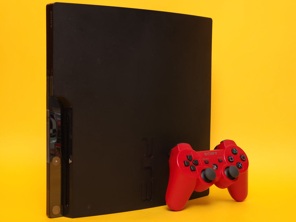 320GB Charcoal Black PlayStation 3 Slim Console + Scarlet Red Controller & Cables