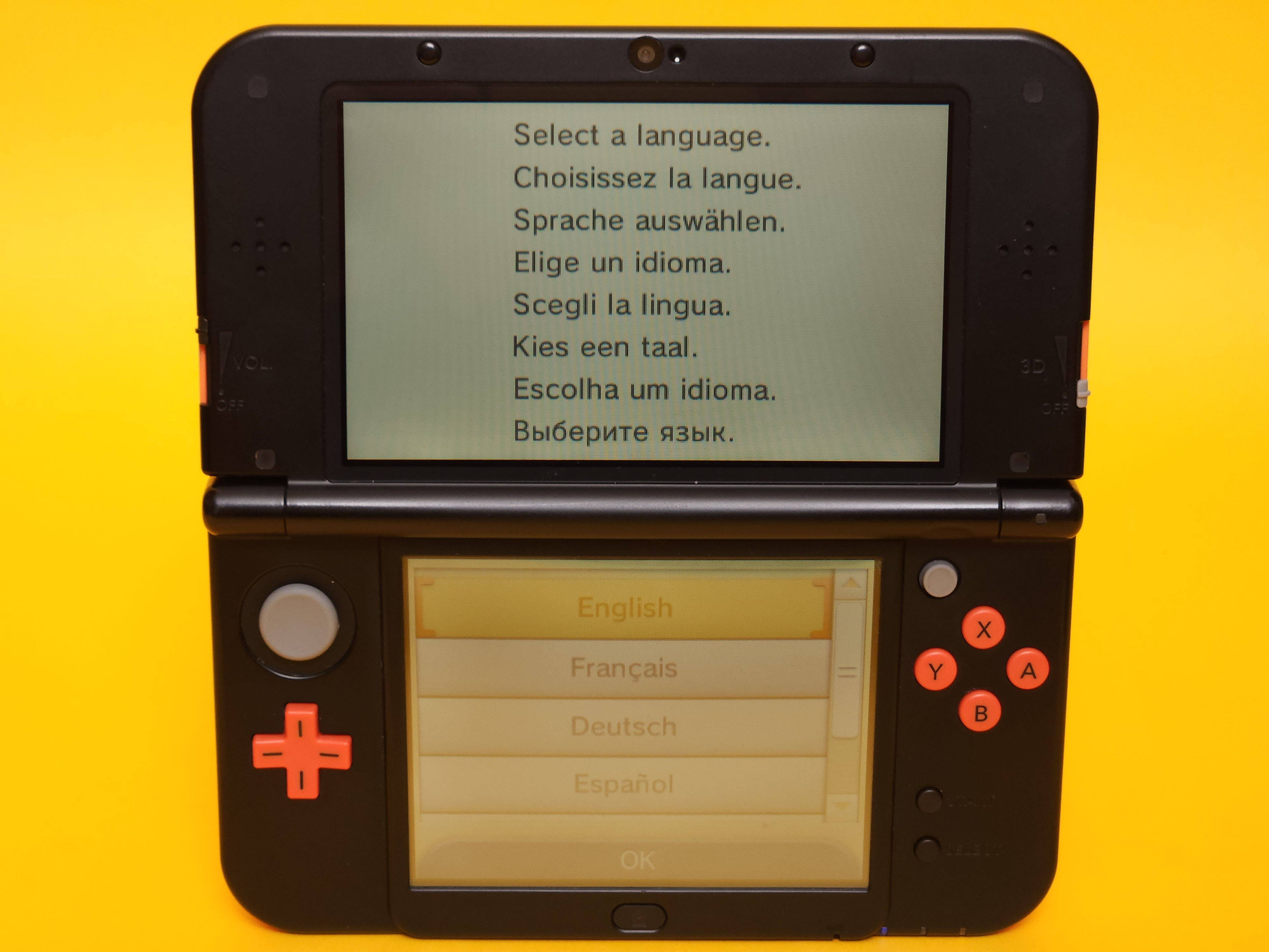 Orange + Black 'New' Nintendo 3DS XL Console + Power AC Adaptor Cable