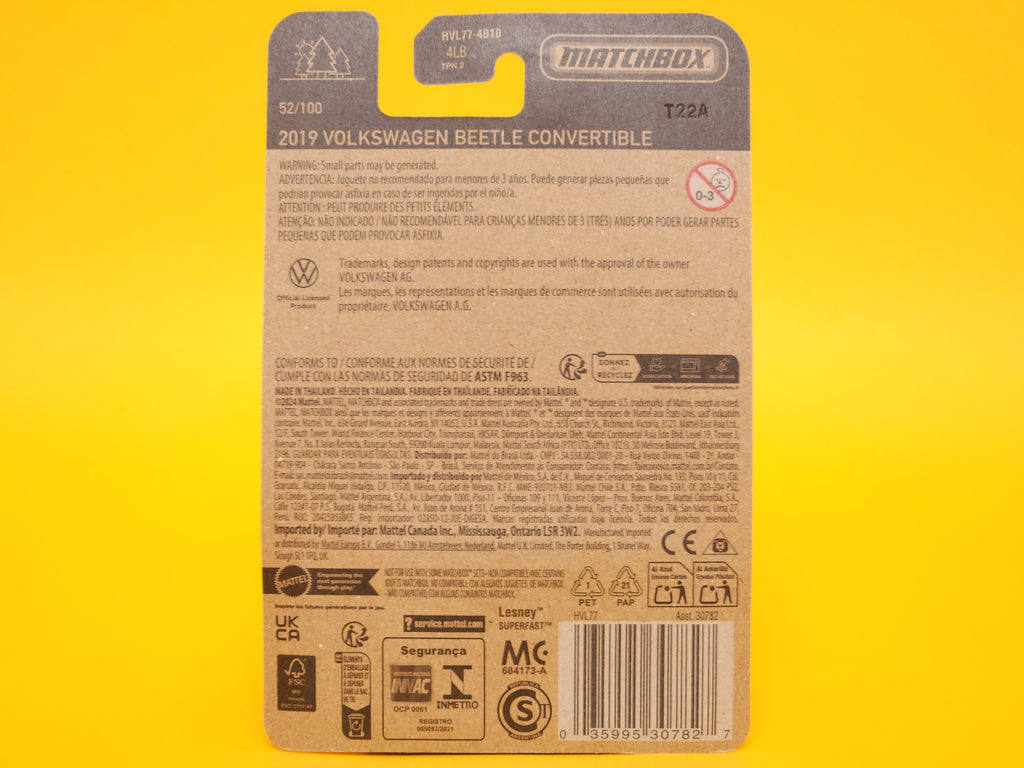 2019 Volkswagen Beetle Convertible: Metalflake Yellow – 2024 Mattel Matchbox Basic