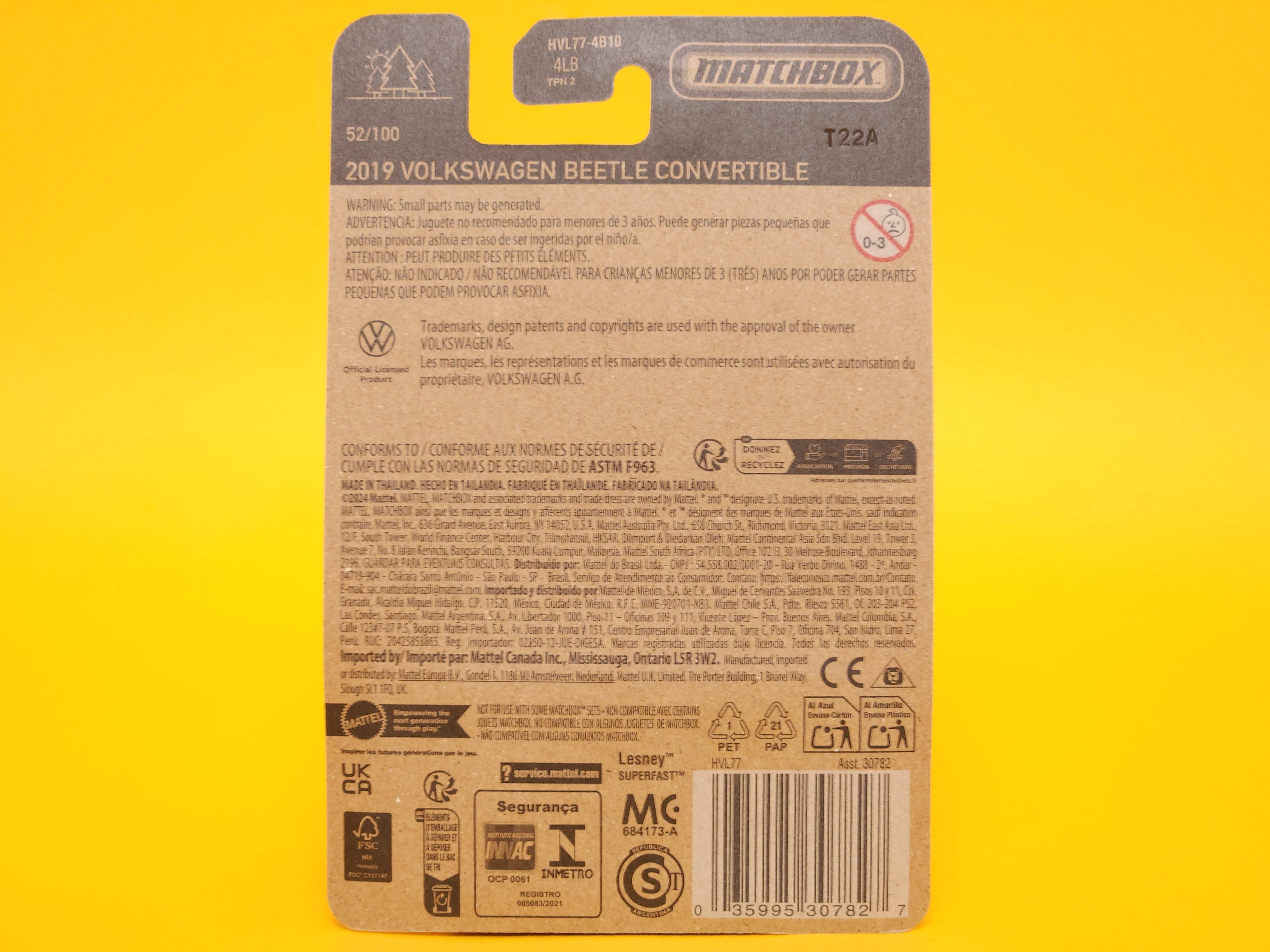 2019 Volkswagen Beetle Convertible: Metalflake Yellow – 2024 Mattel Matchbox Basic