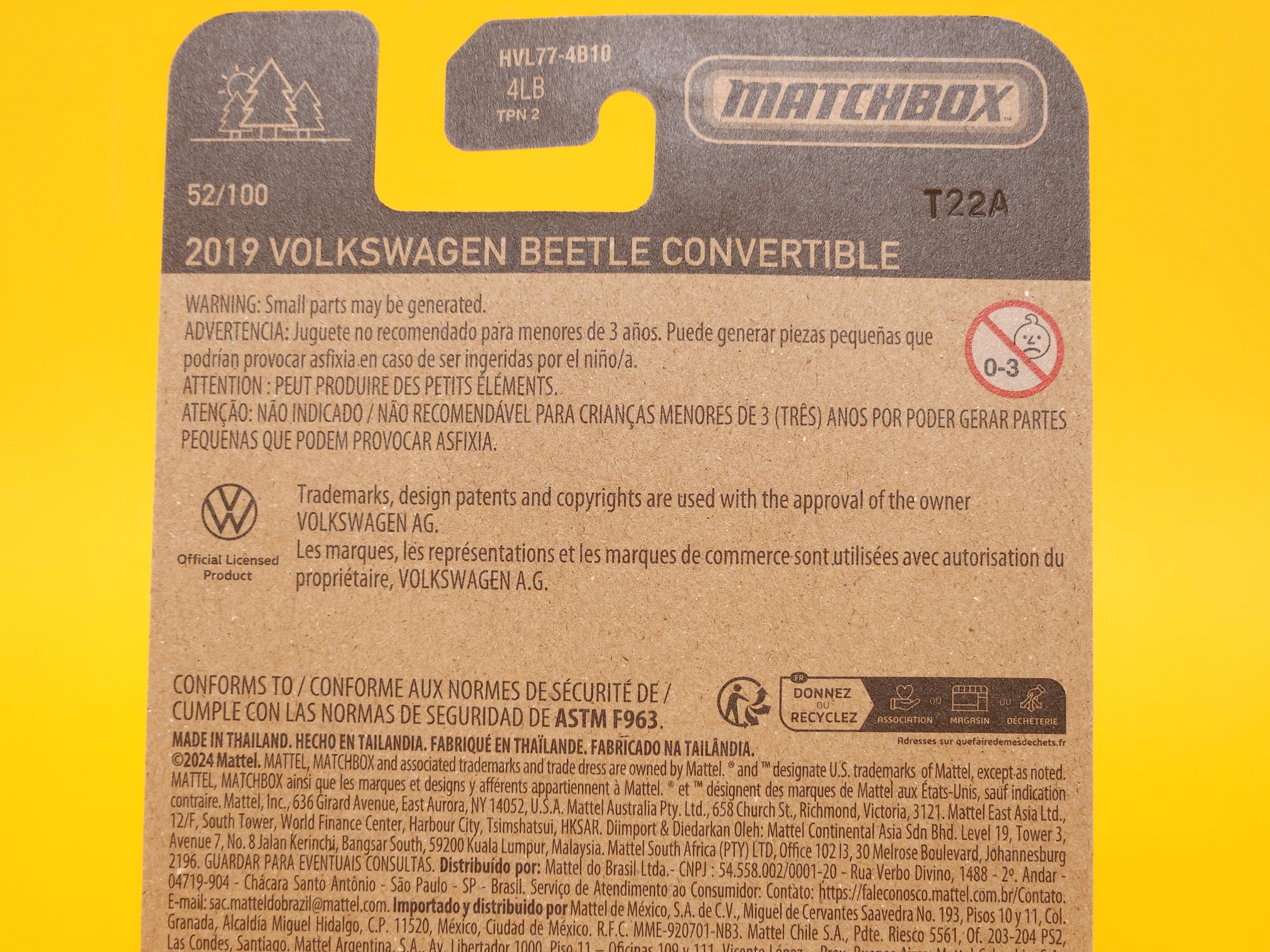 2019 Volkswagen Beetle Convertible: Metalflake Yellow – 2024 Mattel Matchbox Basic