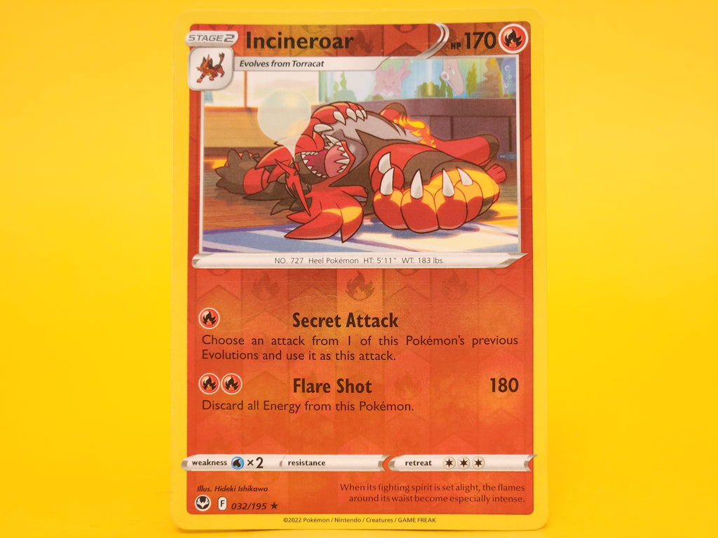 Incineroar: 032/195 – 2022 Pokémon Rare Reverse Holofoil
