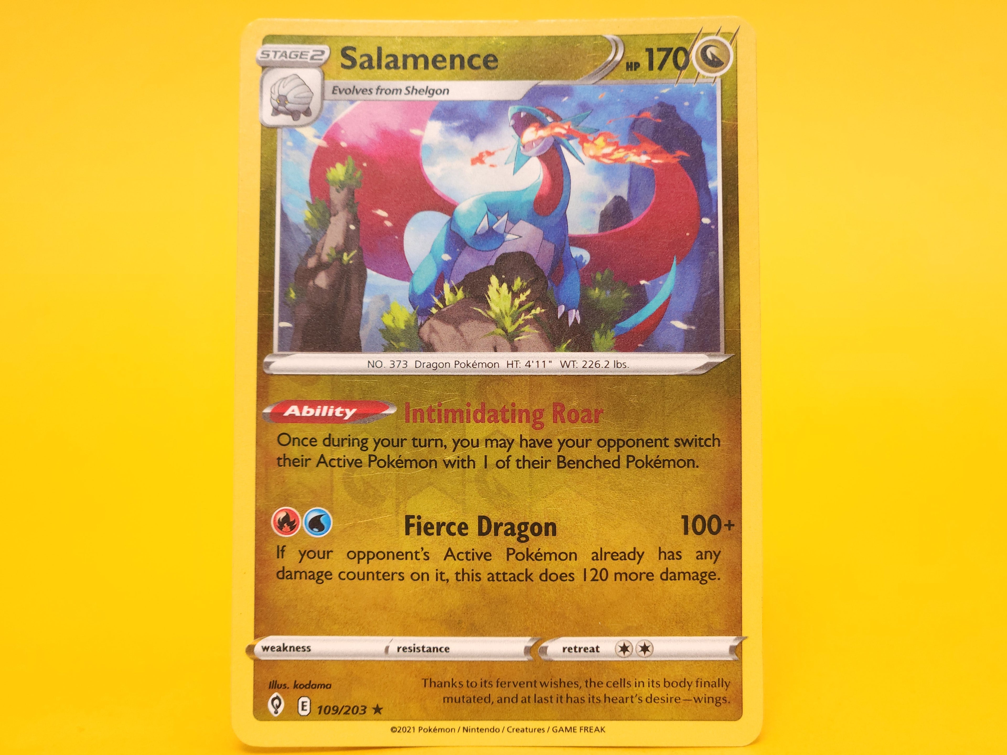 Salamence: 109/203 – 2021 Pokémon Rare Holo Reverse Holofoil