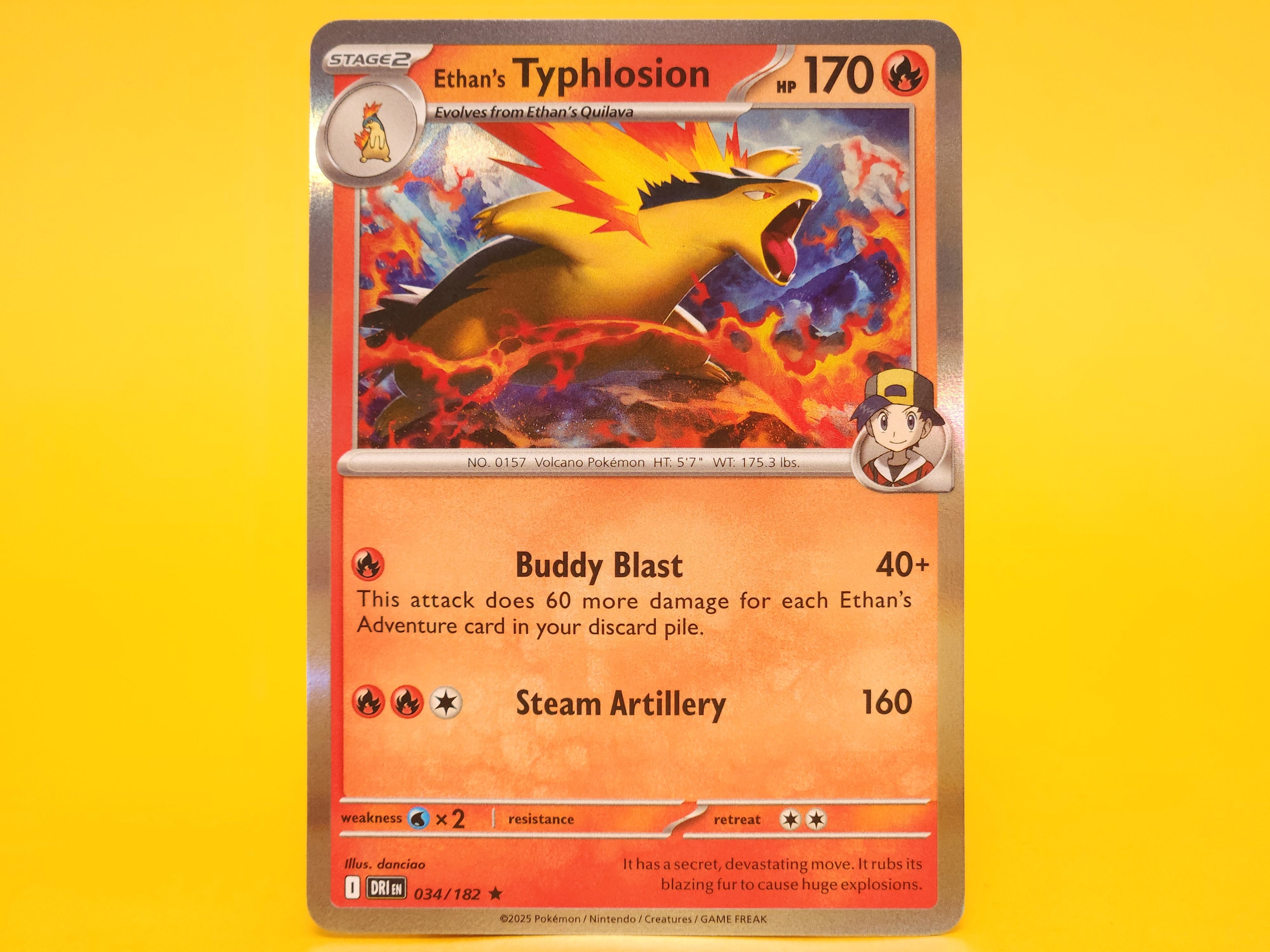 Ethan’s Typhlosion: 034/182 – 2025 Pokémon Rare Holofoil