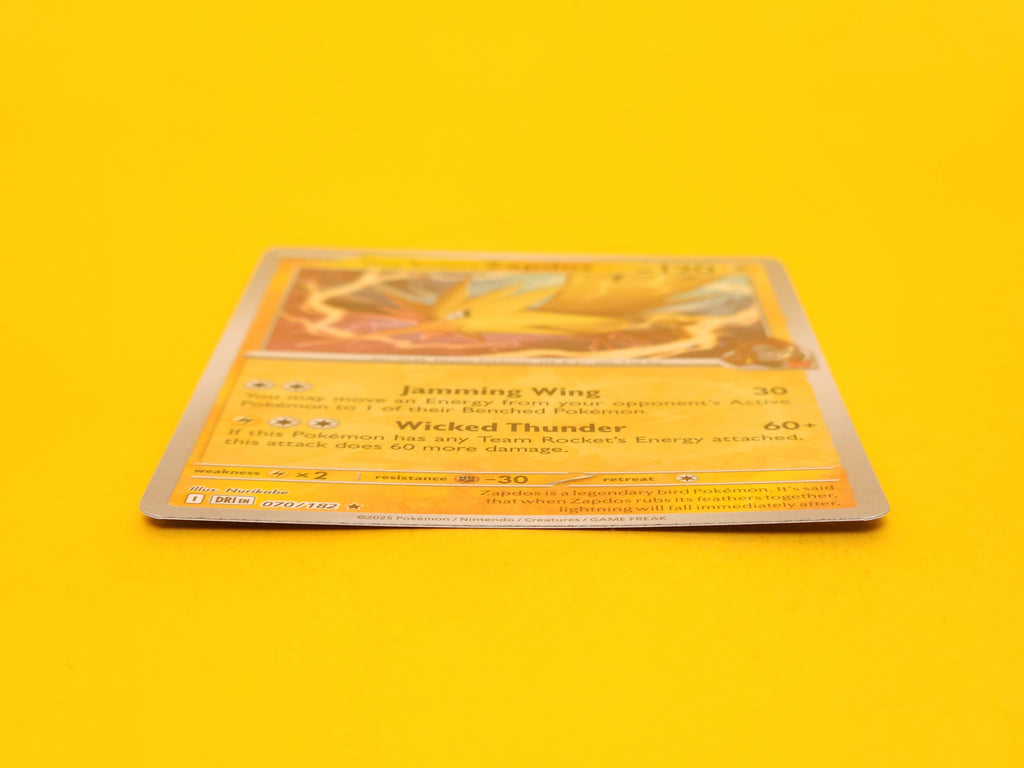 Team Rocket's Zapdos: 070/182 – 2025 Pokémon Rare Reverse Holofoil