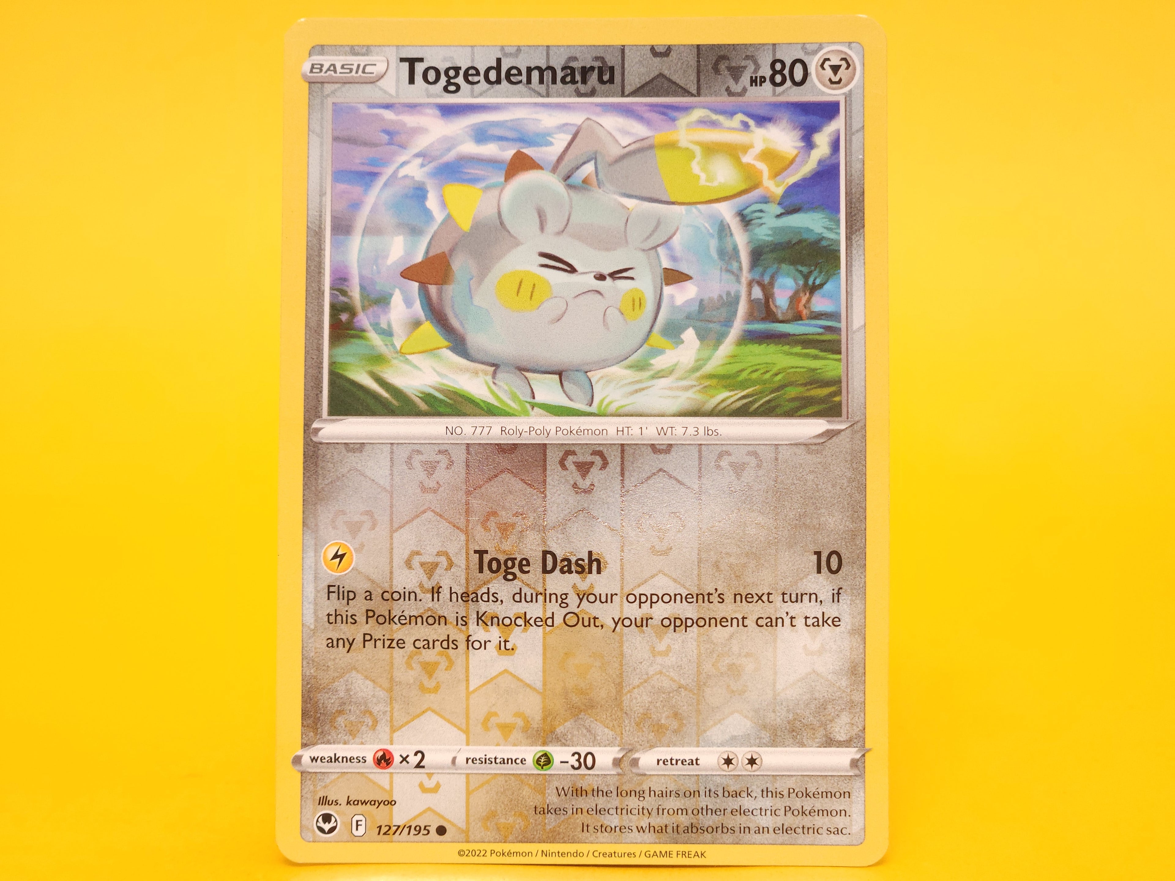 Togedemaru: 127/195 – 2022 Pokémon Common Reverse Holofoil