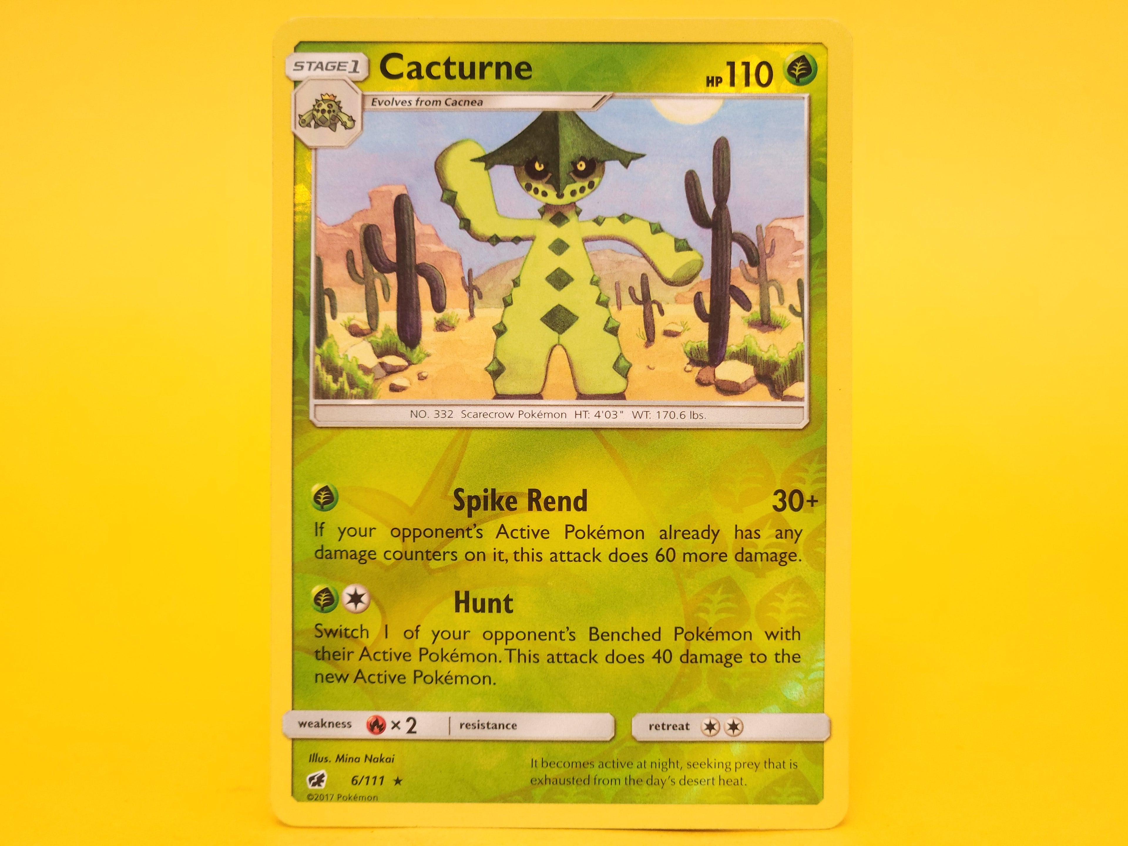 Cacturne: 6/111 – 2017 Pokémon Rare Reverse Holofoil