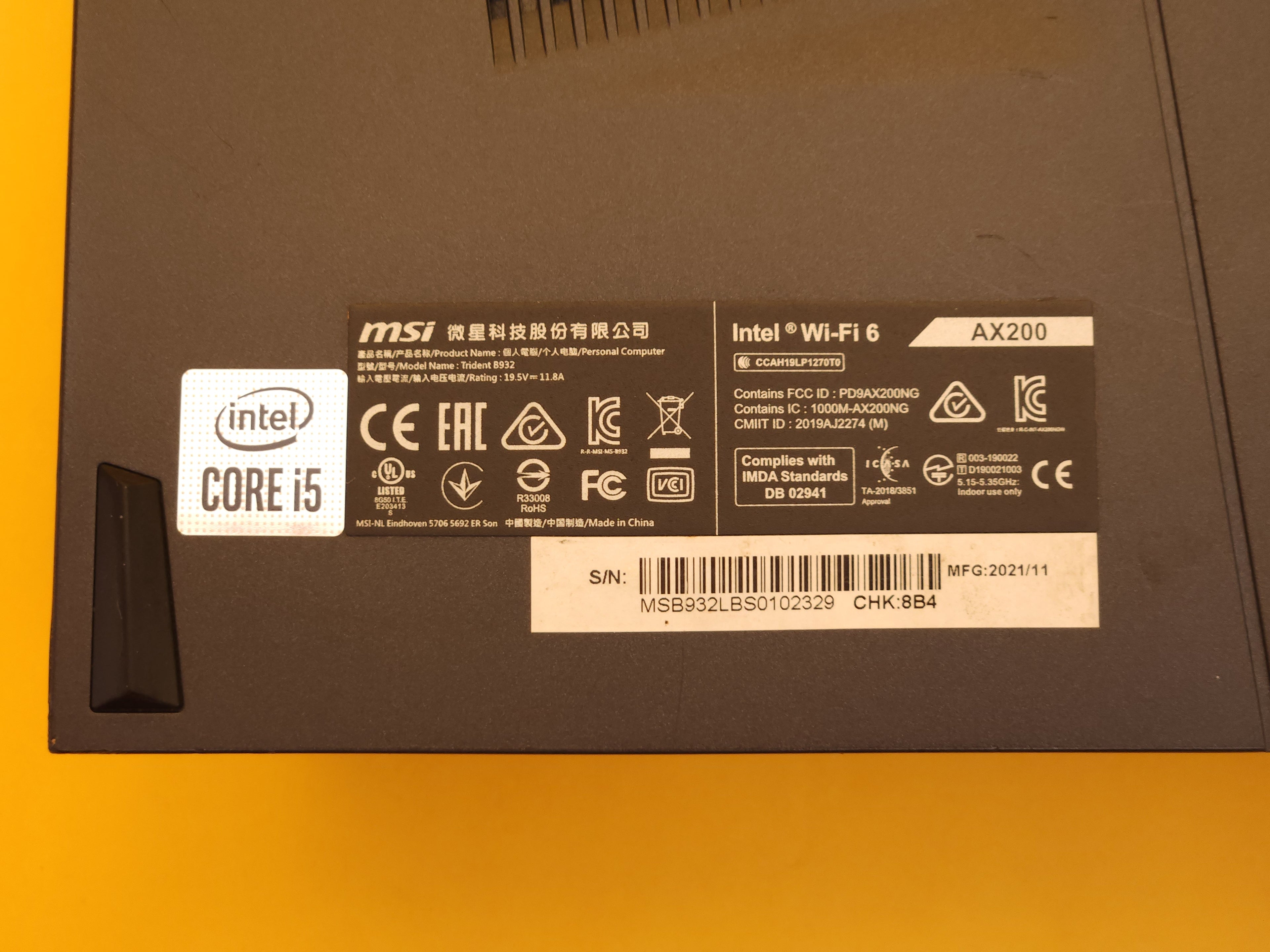 Black MSI MPG H410 Trident 3 (MS-B932) PC + Stand + Power AC Adaptor