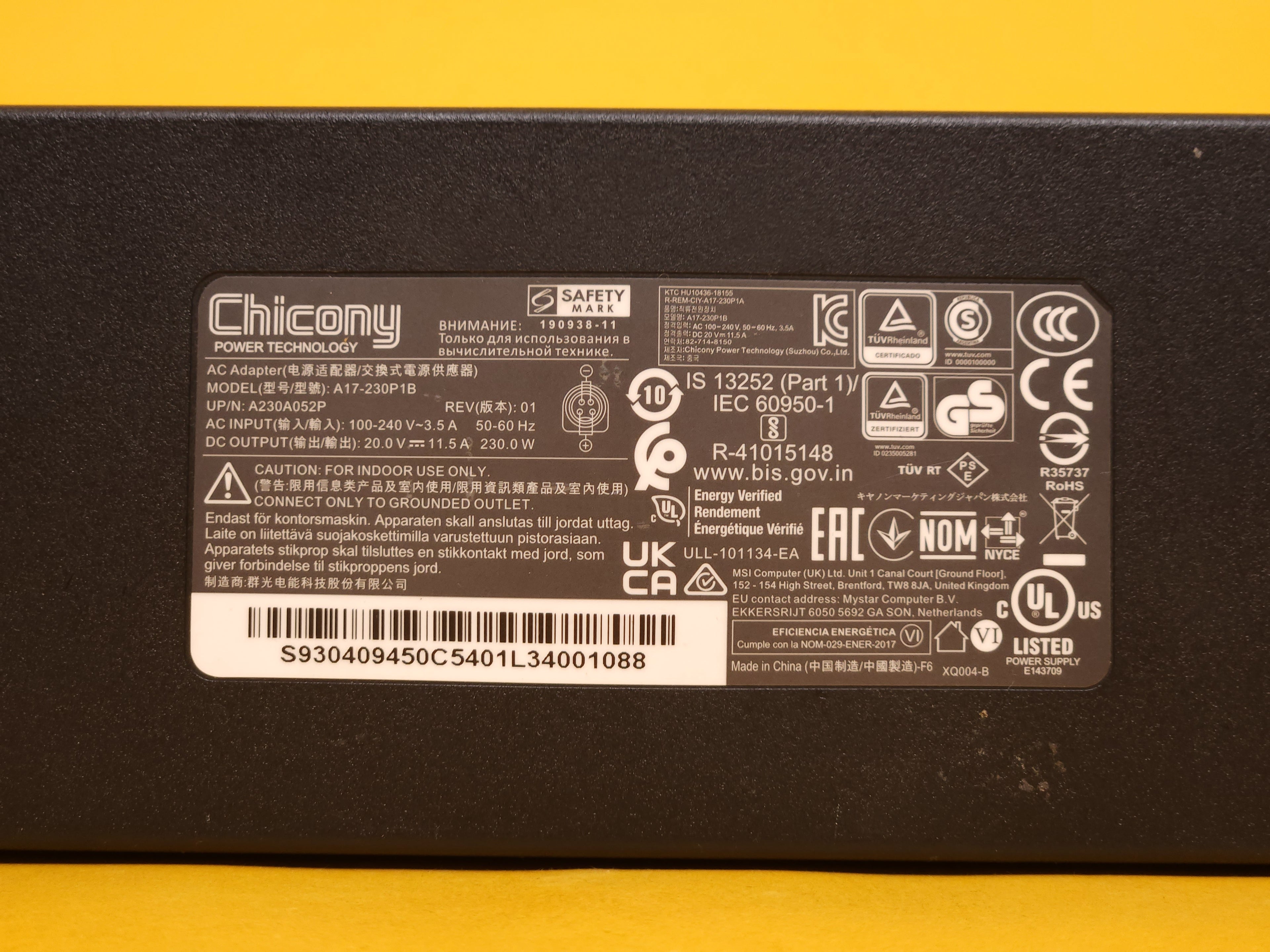 Black MSI MPG H410 Trident 3 (MS-B932) PC + Stand + Power AC Adaptor