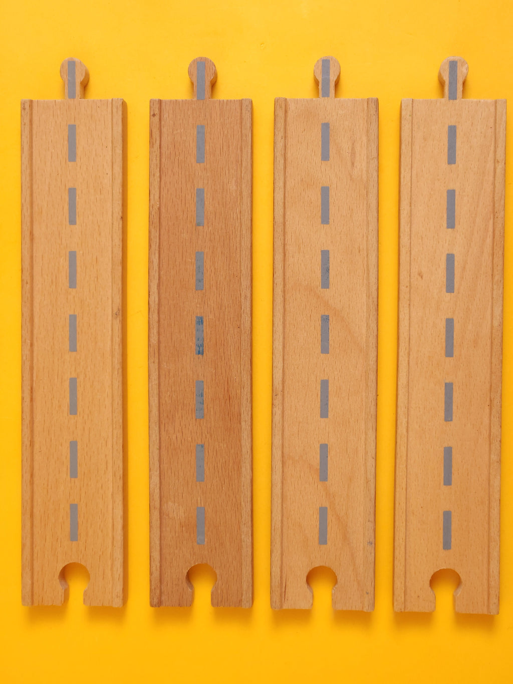 4x 8" Straight Track & Road Pieces – Thomas & Friends: Wooden Railway