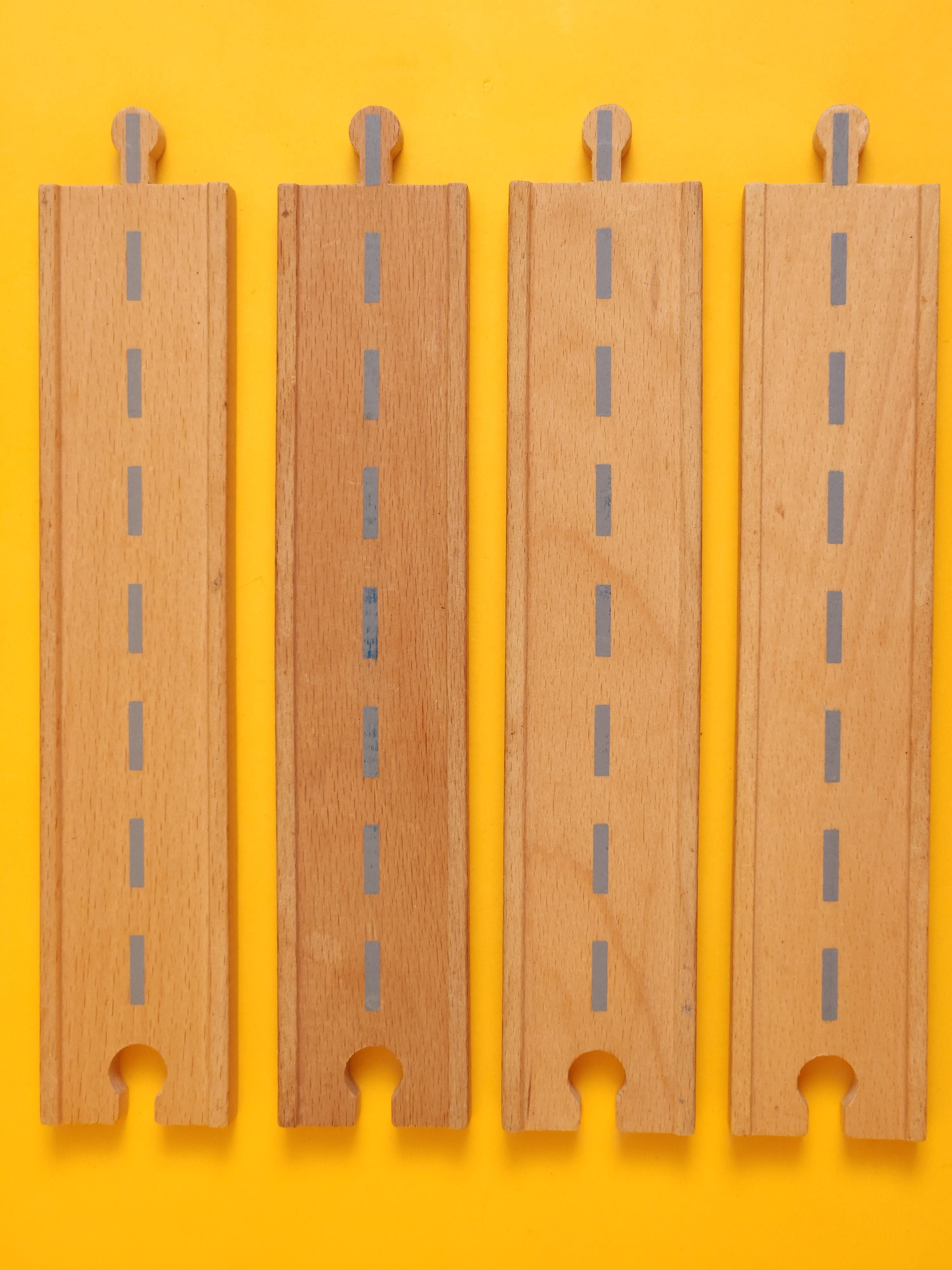 4x 8" Straight Track & Road Pieces – Thomas & Friends: Wooden Railway